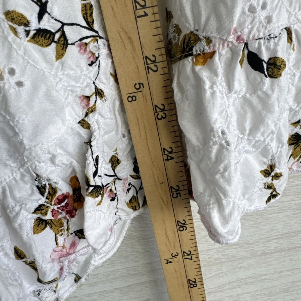 white floral American Eagle Outfitters romper Off The Shoulder Ruffled Eyelet M - Picture 8 of 11